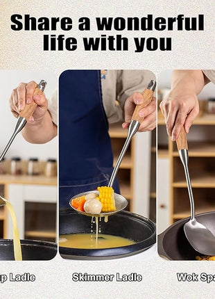 FJNATINH Metal Spatula,Wok Utensil Wok Spatulas for Kitchen Use Cooking Utensils Spatula for Cooking,Wooden Handle