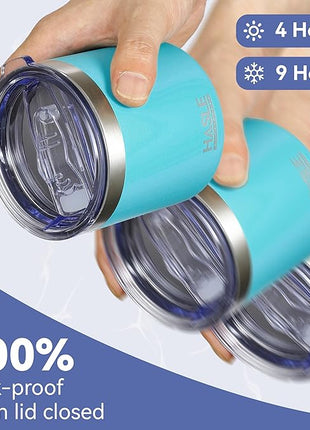 HASLE OUTFITTERS 10oz Insulated Tumblers with Lid and Straw,Stainless Steel Tumbler Travel Coffee Mug,Double Wall Reusable Tumbler Cup for Iced and Hot Drinks(Mint Green,6 Pack)