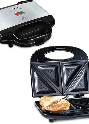 T-fal Compact Sandwich Maker, Stainless Steel, Easy to Clean, Indicator Lights, Cool Touch Handle, Grilled Cheese, Panini, 625 Watts, Black