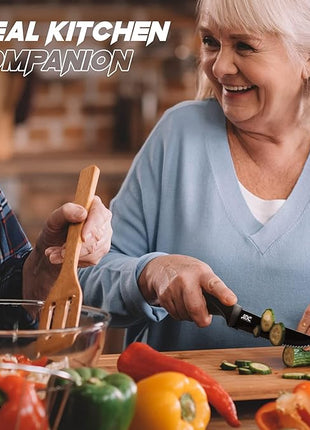 LDC Kitchen Black Knife Set - Stainless Steel, Dishwasher Safe Ergonomic Knives Set with Anti-Slip Handles - Ultra-Sharp Blades - Kitchen Essential Knives - 7 Piece Set