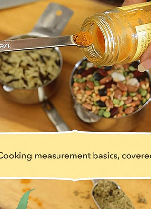 Measuring Cups and Spoons Set of 15, Stackable Cups, Long Handle with Leveler Fits Narrow Jars, 304 Premium Stainless Steel, Kitchen Gadgets for Liquid & Dry Ingredients Cooking Baking