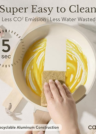 CAROTE ICE 35pcs Pots and Pans Set, Nonstick Cookware Sets, White Granite Induction Cookware with Kitchen Knife Set