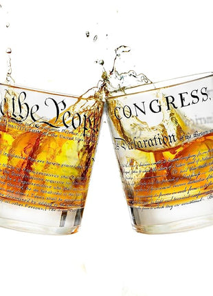 Greenline Goods Whiskey Glasses – United States Constitution + Declaration Glass (Set of 2) - 10 oz Tumblers - American US Patriotic Gift Set - Old Fashioned We The People Cocktail Glasses