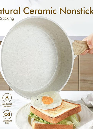 SENSARTE Nonstick Ceramic Saute Pan 12-Inch, 5QT Non-toxic Deep Frying Pan Skillet with Lid, Healthy No Teflon Cookware, Stay Cool Handle, Induction Compatible, PFAS Free