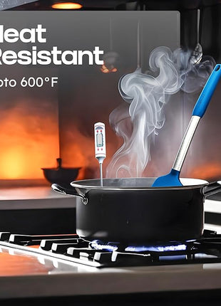 Silicone Spatula Set - Turner Spatulas Silicone Heat Resistant 600°F - Slotted & Solid Spatula for Cooking Fish, Eggs, Pancakes Flipper – Spatulas for kitchen use – Royal Blue