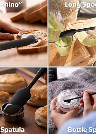 DI ORO Silicone Jar Spatulas for Scraping - Rubber Spatulas Silicone Heat Resistant - Kitchen Spatulas Nonstick Cookware Safe - Silicone Utensil Set for Blenders, Mixing, Baking, & Makeup (5pc, Stone)