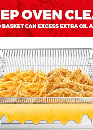 Air Fryer Basket for Oven, Air Fryer Basket and Stainless Steel Baking Tray Pant Oven Air Fryer Pan Rack for Cooking Baking Dishwasher and Broiling (15.9 in * 9.8 in &14.9 in * 11 in)