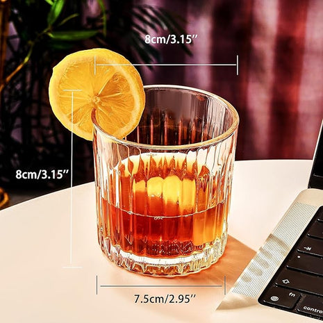 GLASKEY Whiskey Glasses Set of 4,Lead-Free Crystal Old Fashioned Glass,300ml Rocks Glass Tumblers for Drinking Bourbon,Cognac,Irish Whisky,Whiskey Gifts for Men