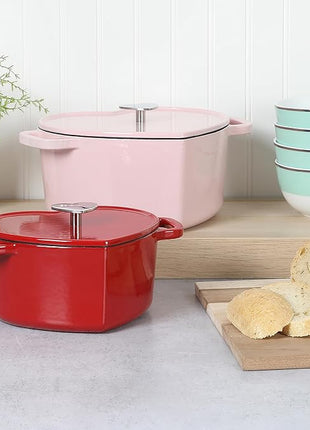 Martha Stewart Heart Shaped Enamel Cast Iron 2-Quart Dutch Oven - Red