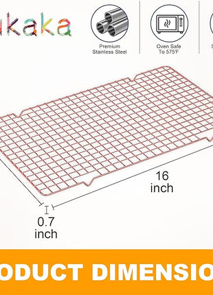 2PCS Cooling Racks for Cooking and Baking - 10" x 16"Heavy Duty Stainless Steel Wire Rack for Baking, Grilling, Roasting - Oven & Dishwasher Safe - Fits Half Sheet Pan（Rose Gold）