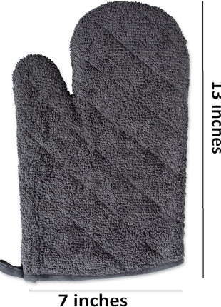 DII Basic Terry Collection 100% Cotton Quilted, Oven Mitt, Mineral Gray, 2 Piece