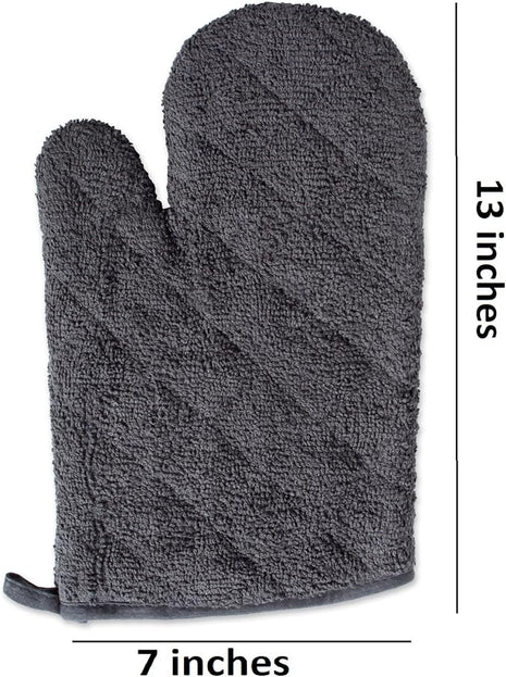 DII Basic Terry Collection 100% Cotton Quilted, Oven Mitt, Mineral Gray, 2 Piece