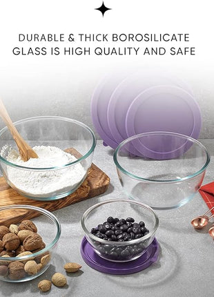 JoyJolt Kitchen Mixing Bowls - 8pc Glass Bowls with Lids Set Neat Nesting - Large Mixing Bowl Set, Batter Bowl, Salad Bowl with BPA-Free Lid