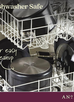 Anolon Smart Stack Hard Anodized Nonstick Frying Pan Set / Skillet Set - 8.5 Inch and 10 Inch, Black