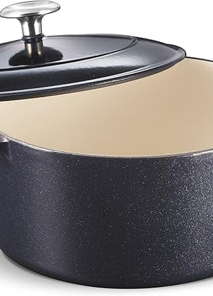 Tramontina 80131/038DS Enameled Cast Iron Covered Round Dutch Oven, 5.5-Quart, Dark Blue