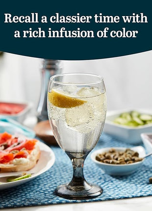 Libbey Classic Smoke Goblet Beverage Glasses, Set Of 6 Timeless Goblet Drinking Glasses - Dishwasher-Safe Glass Goblets for Wines, Smoothies & More