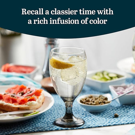 Libbey Classic Smoke Goblet Beverage Glasses, Set Of 6 Timeless Goblet Drinking Glasses - Dishwasher-Safe Glass Goblets for Wines, Smoothies & More