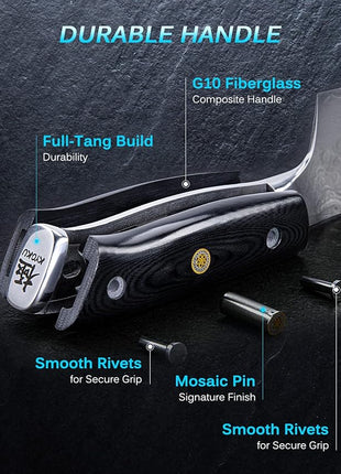 KYOKU Gin Series Steak Knife Set of 4, 4.5" Steak Knives, Japanese VG10 Damascus Stainless Steel Kitchen Knife Set with Silver Ion Blades G10 Handles Mosaic Pins, Cutlery Set w/Sheaths & Case