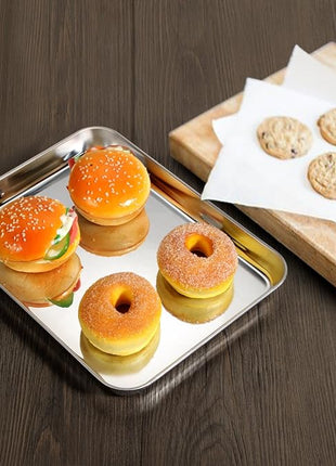 Baking Sheets Set of 5, Bastwe Stainless Steel Baking Pan Tray Cookie Sheet, Size 10 x 8 x 1 inch, Non Toxic & Healthy, Rust Free & Easy Clean