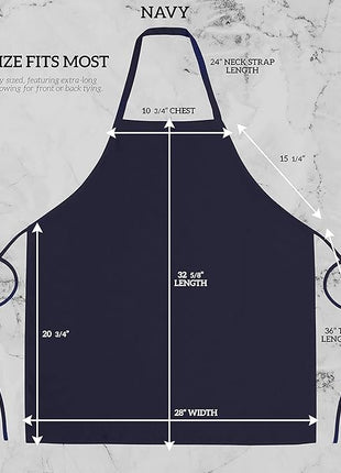 GREEN LIFESTYLE 120 Pack Professional Chef Apron– Grilling Aprons for Men, Waterproof Cooking Apron for BBQ, Work or Restaurant Use, Kitchen Aprons for Women – Navy Blue, No Pockets