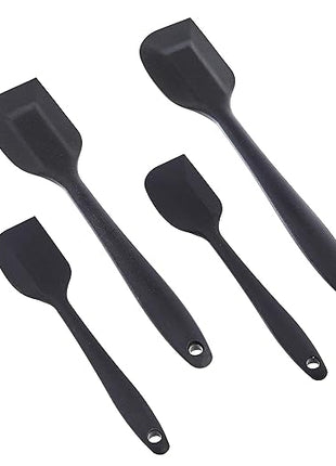 Amazon Basics Non-Stick Heat Resistant Rectangular Silicone Spatula Set, 2 Small & 2 Large Spatulas, Black, Pack of 4