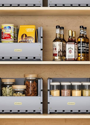 HABAU Wood Potato Onion Storage Bins - Wooden Stackable Produce Basket - Fruit Vegetable Storage for Kitchen Pantry Organization, Set 3 Pieces