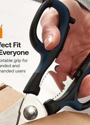 AnySharp 5-in-1 Multi-Function Kitchen Shears - Kitchen Scissors Heavy Duty with Hardened Steel Blades - Cut Chicken Bones and Thick Fabrics - Grip for Both Left and Right Handed - Dishwasher Safe