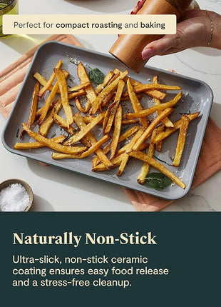 Caraway Nonstick Ceramic Small Baking Sheet Duo (9x13”) – Non-Toxic, PTFE & PFOA Free – Oven Safe – Aluminized Steel Core – Mini Sheet Pan for Baking, Roasting & More - Gray
