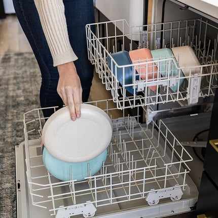 Grow Forward Premium Wheat Straw Plates and Bowls Sets - 8-Piece Wheat Straw Dinnerware Sets - Unbreakable & Reusable Microwave Safe Plastic Dinner Plates for Outdoors, RV, Camping Dishes - Tropical