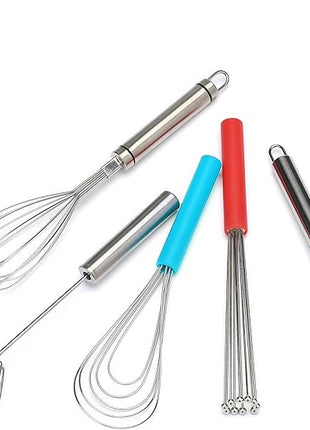 Flat Whisk Silicone Handle Non Slip 10" - 5 Wires Whisk with 10 Heads for Kitchen Cooking Color by Jell-Cell (Sky Blue)