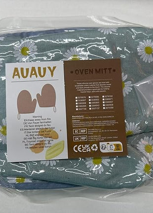 AUAUY Oven Mitts and Pot Holders, 392°F Heat Resistant Cooking Gloves and Hot Pads, Baking Mittens Grilling Gloves BBQ Gloves. Non-Slip Kitchen Mittens Home Essentials for Oven Cooking Baking Grilling