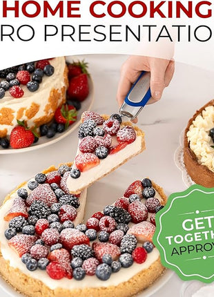 Orblue Pie Server, Essential Kitchen Tool, Serrated on Both Sides, Great for Right or Left Handed Chef, Stainless Steel Flatware, Cake Cutter, Royal Blue