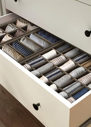 Simple Houseware 4-Pack Drawer Organizer Set - Closet Dividers for Underwear, Socks, Bras, Scarves, Ties - Foldable Non-Woven Storage Boxes, Brown