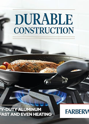 Farberware Cookstart DiamondMax Nonstick Cookware/Pots and Pans Set with Glass Lids, Dishwasher Safe, Includes Baking Pan and Kitchen Cooking Tools, 15 Piece - Black