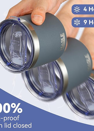 HASLE OUTFITTERS 10oz Insulated Tumblers with Lid and Straw,Stainless Steel Tumbler Travel Coffee Mug,Double Wall Reusable Tumbler Cup for Iced and Hot Drinks(Charcoal Gray,1 Pack)