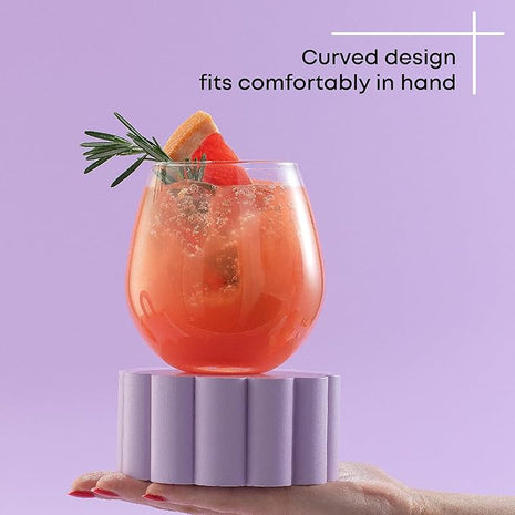 JoyJolt Spirits Stemless Wine Glasses for Red or White Wine (Set of 4)-15-Ounces