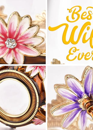 OEAGO Gifts for Wife from Husband Romantic Tea Cup Gifts for Her Birthday Flower Glass Mugs Wedding Mothers Day Christmas Anniversary