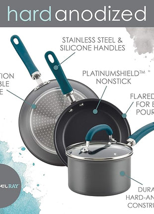 Rachael Ray Create Delicious Deep Hard Anodized Nonstick Frying Pan / Fry Pan / Hard Anodized Skillet - 10.25 Inch, Gray