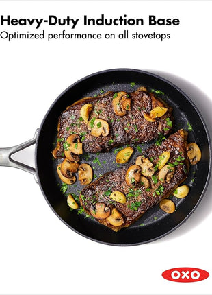 OXO Professional 10" Frying Pan Skillet, Hard Anodized Ceramic Nonstick Cookware PFAS-Free, Induction Suitable, Stainless Steel Handles, Diamond Reinforced Coating, Dishwasher Safe, Oven Safe, Black