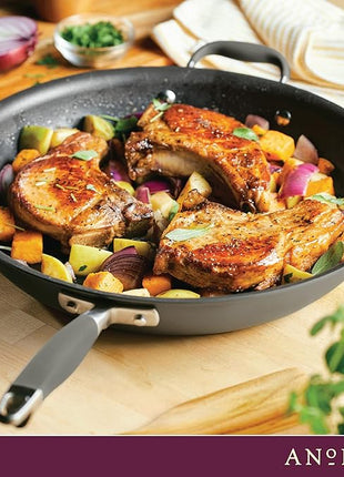 Anolon Advanced Home Hard Anodized Nonstick Frying Pan, 14.5 Inch – Large Skillet with Helper Handle, 14 Inch Nonstick Frying Pan, Durable Cookware - Moonstone