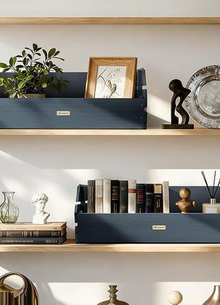 HABAU Wood Potato Onion Storage Bins - Wooden Stackable Produce Basket - Fruit Vegetable Storage for Kitchen Pantry Organization, Set 2 Pieces