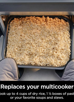 Ninja Combi All-in-One Multicooker, Oven, & Air Fryer, Complete Meals in 15 Mins, 14-in-1 Functions, Combi Cooker + Air Fry, Bake, Roast, Slow Cook and More, 3 Accessories, Stainless Steel, SFP701