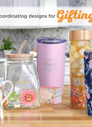 Christian Art Gifts Stainless Steel Double-Wall Vacuum Insulated Travel Mug 18 oz Pink Tumbler with Lid for Women Inspirational Bible Verse - Trust in the Lord - Proverbs 3:5