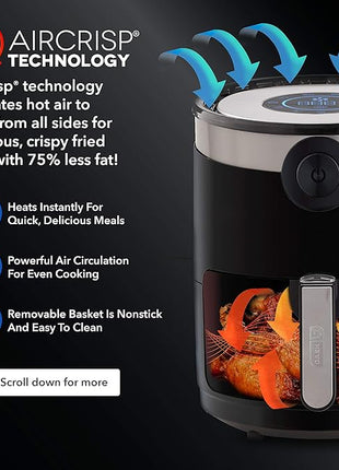 Dash DMAF360GBRD02 Aircrisp® Pro Digital Air Fryer + Oven Cooker with Digital Display + 8 Presets, Temperature Control, Non Stick Fry Basket, Recipe Guide + Auto Shut Off Feature, 3qt, Red