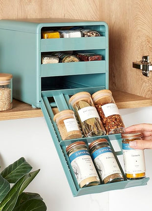 YouCopia SpiceStack Adjustable Spice Rack Organizer, Pull-Down 18-Bottle Seasonings and Spices Holder for Kitchen Cabinet and Pantry Organization with 104 Included Labels