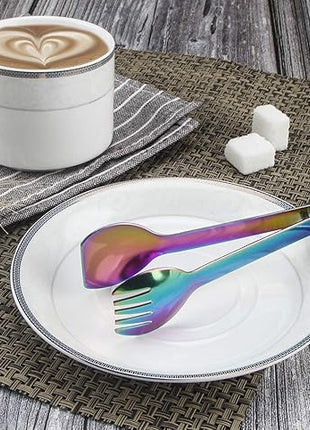 MSY BIGSUNNY Multicolor Small Serving Tongs - 6 Inches Premium Stainless Steel Appetizer Tongs, Set of 4