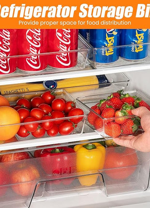 Criusia 6 Pcs Large Size Clear Drawer Organizer Set, Acrylic Non Slip Non Cracking Kitchen Drawer Storage Tray Divider, Multifunctional Storage for Cosmetics, Bathroom, Tools, Kitchen and Office