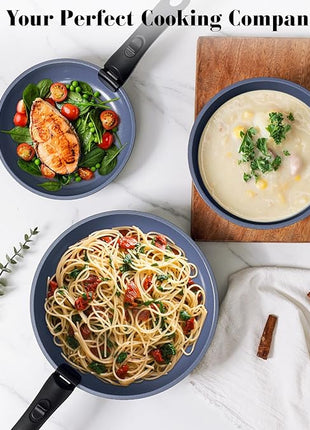 15 Pcs Pots and Pans Set Non Stick, Detachable Handle Ceramic Cookware Sets Nonstick, Non Toxic Induction RV Kitchen Cooking Set with Removable Handles, Dishwasher/Oven Safe, Easy Clean