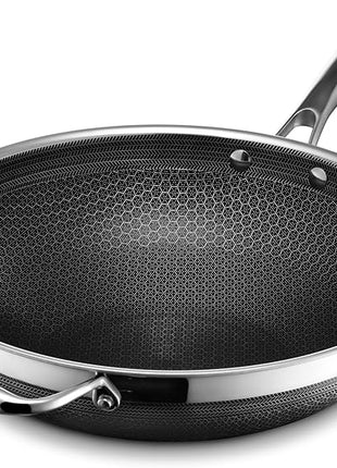 HexClad Hybrid Nonstick 12-Inch Wok, Stay-Cool Handle, Dishwasher-Friendly, Oven-Safe Up to 900°F, Induction Ready, Compatible with All Cooktops