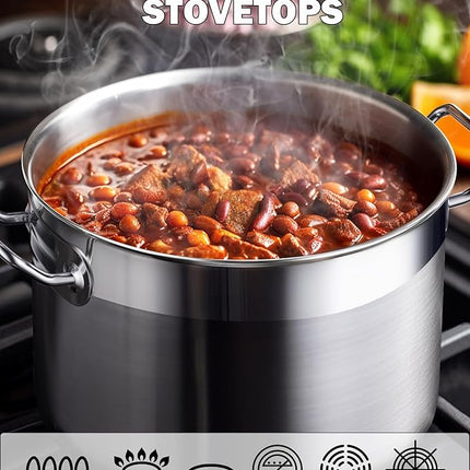 Cooks Standard Stockpots Stainless Steel, 24 Quart Professional Grade Stock Pot with Lid, Silver